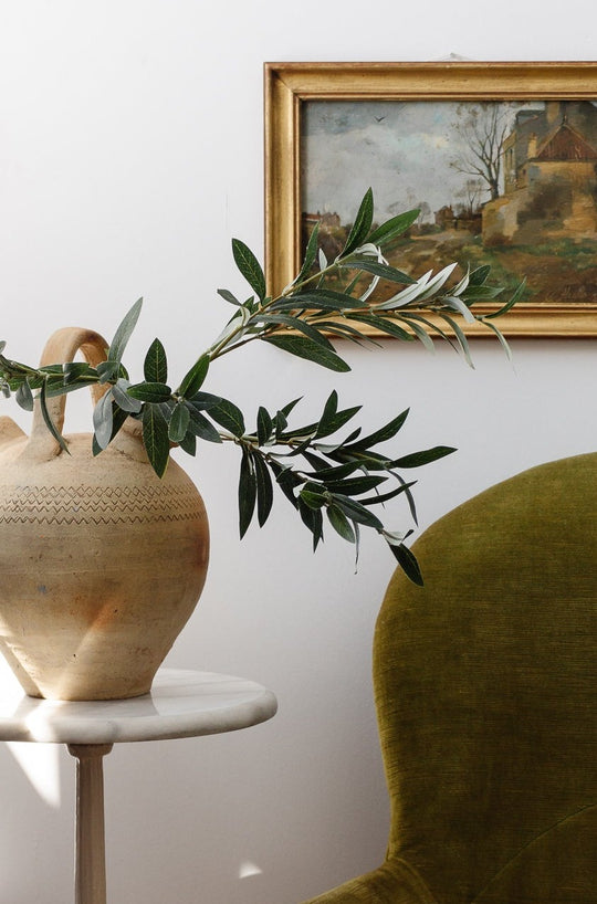 antique European stoneware oil vessel