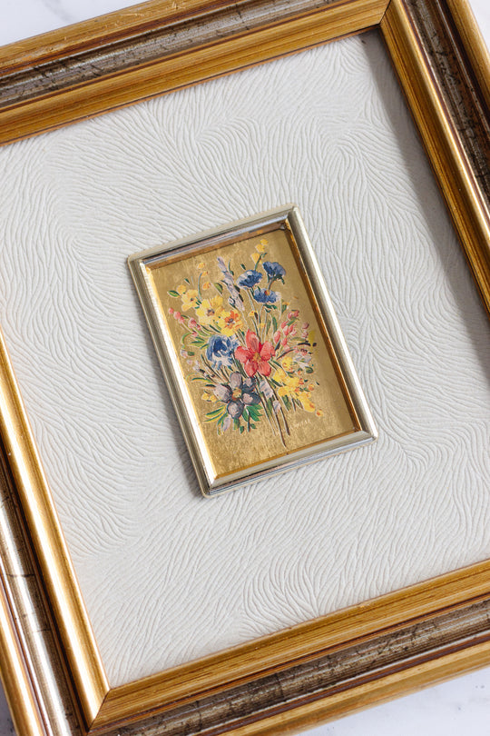 vintage italian 23k gold leaf art, set of 2