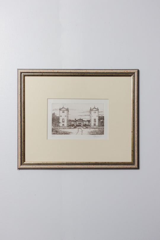 vintage french woodblock print  "la tenuta"