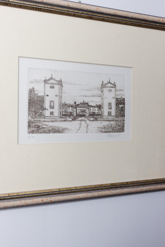 vintage french woodblock print  "la tenuta"