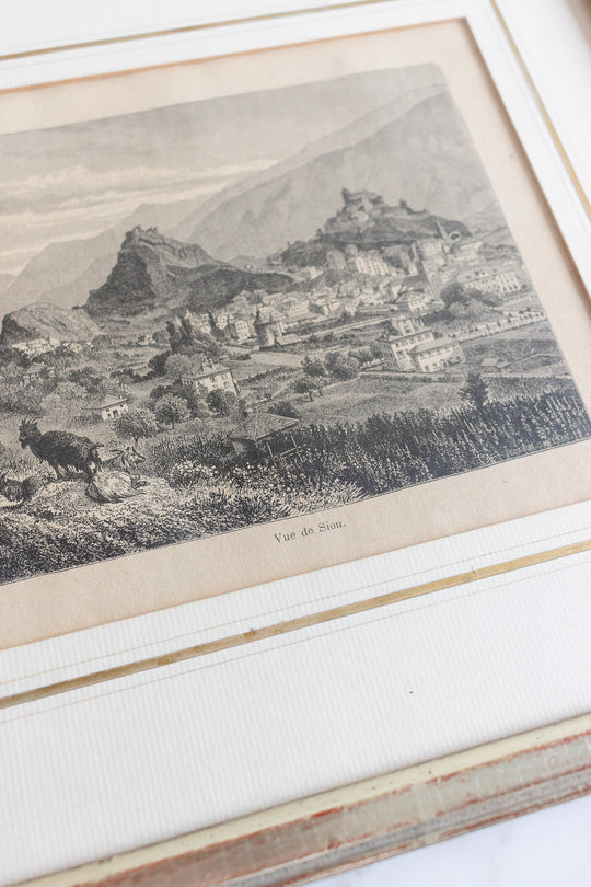 19th century French engraving, “vue du sion”