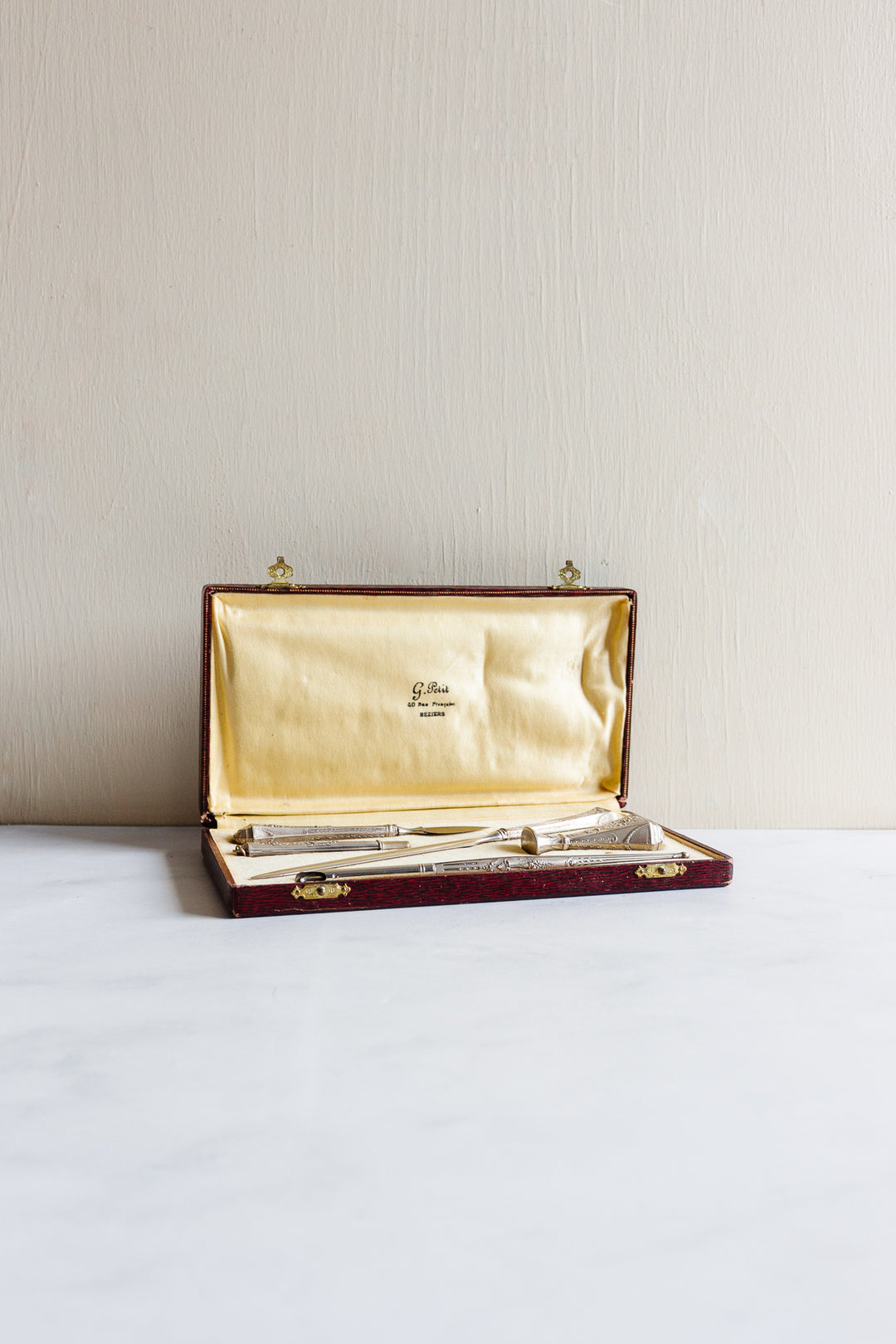19th century French silver “nécessaire d’écriture” boxed writing set