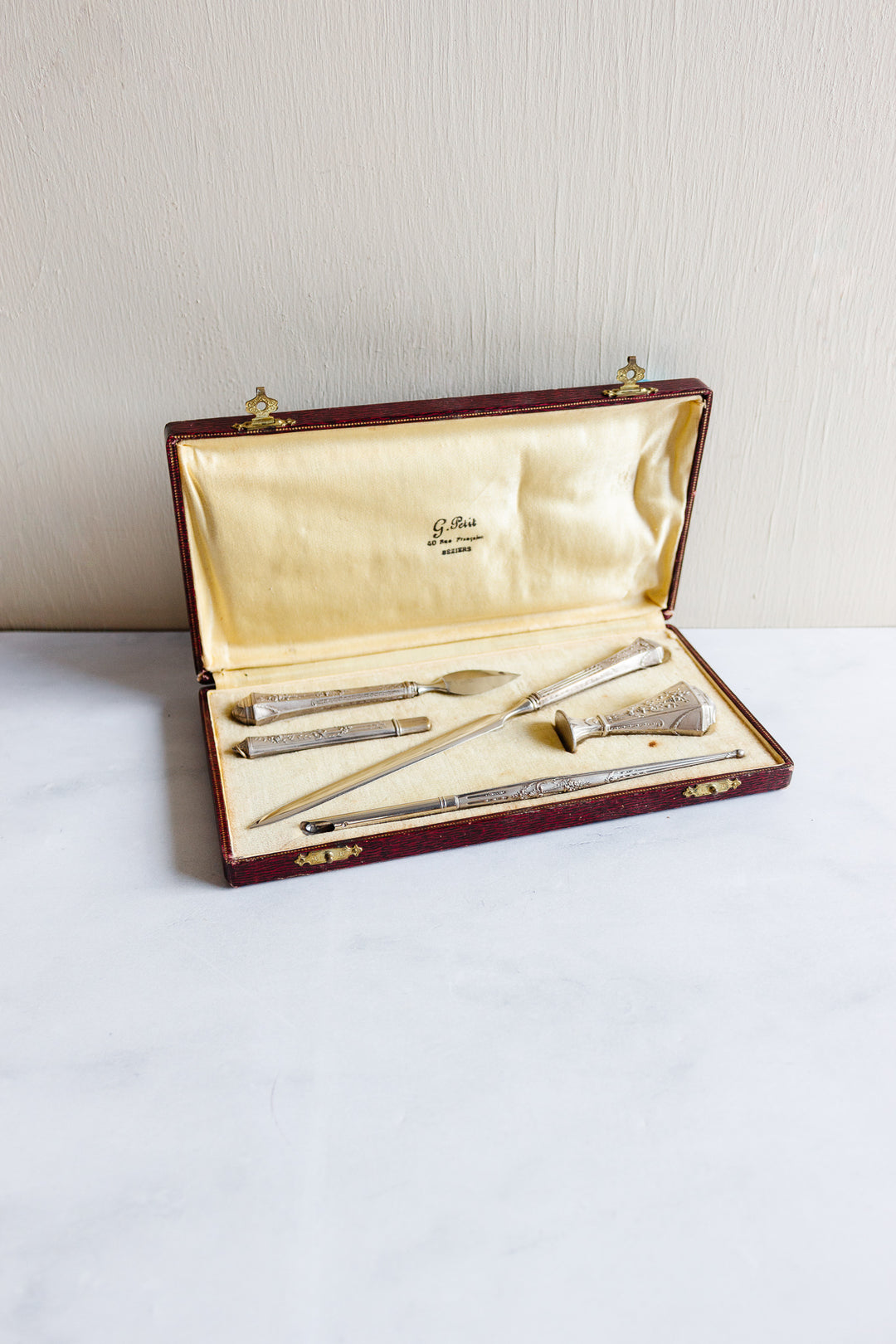 19th century French silver “nécessaire d’écriture” boxed writing set