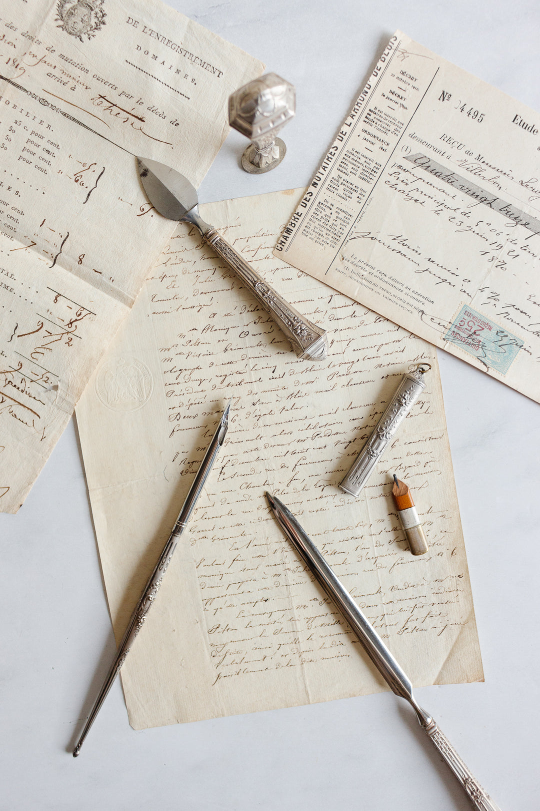 19th century French silver “nécessaire d’écriture” boxed writing set