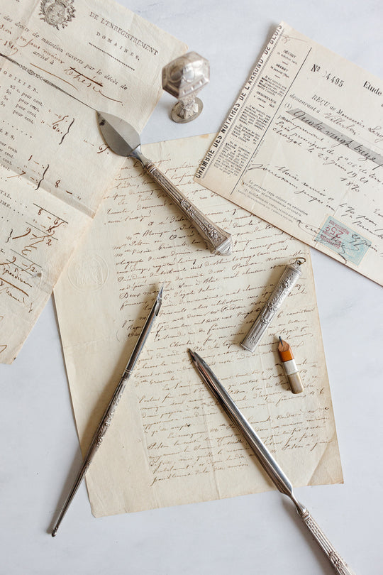19th century French silver “nécessaire d’écriture” boxed writing set