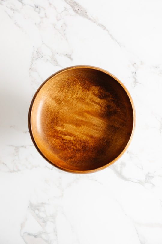 antique English turned walnut compote