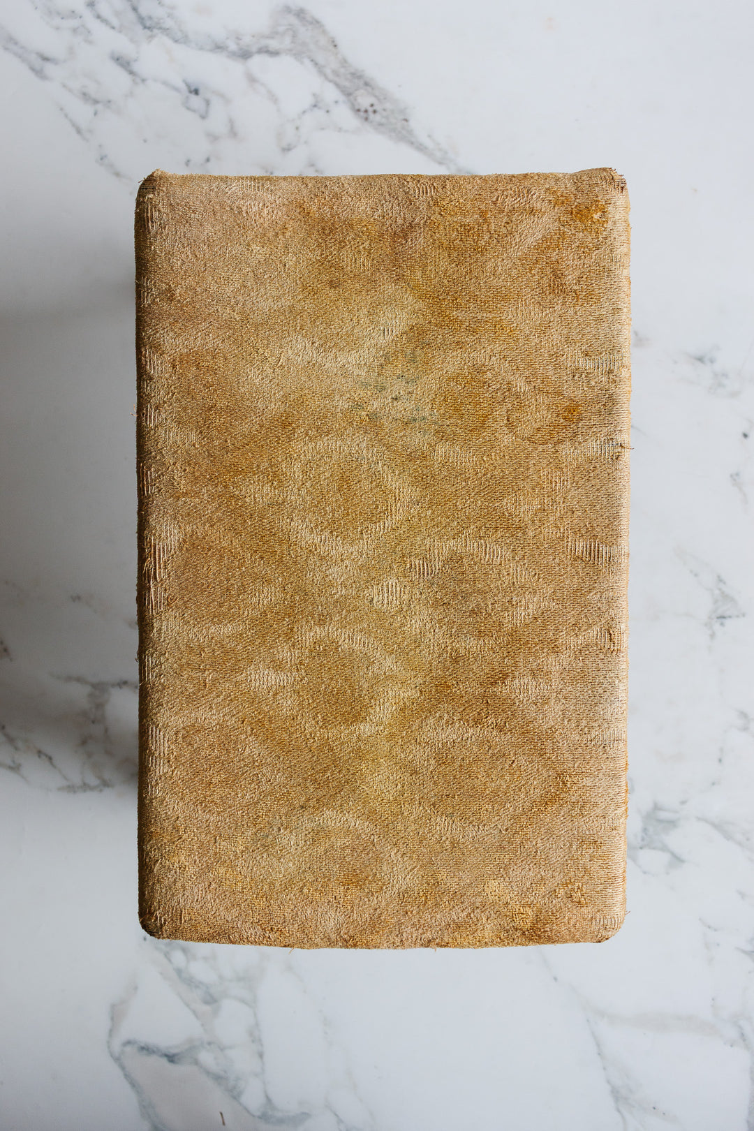 antique english upholstered carbriole foot stool