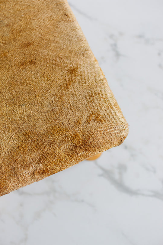 antique english upholstered carbriole foot stool