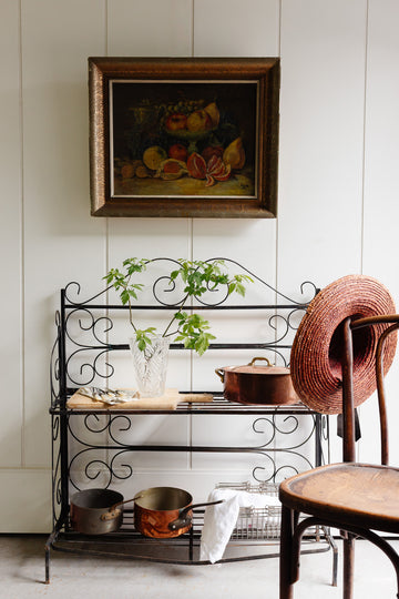 19th century wrought iron folding boulangerie stand