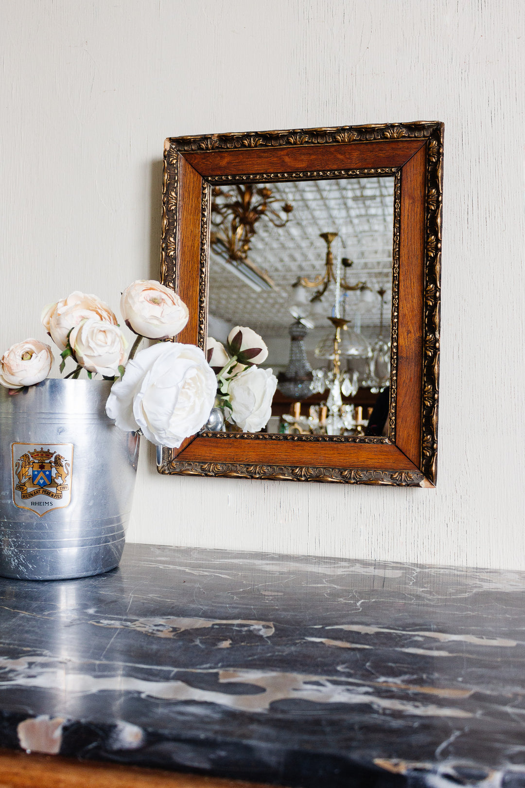 vintage french wood and plaster mirror