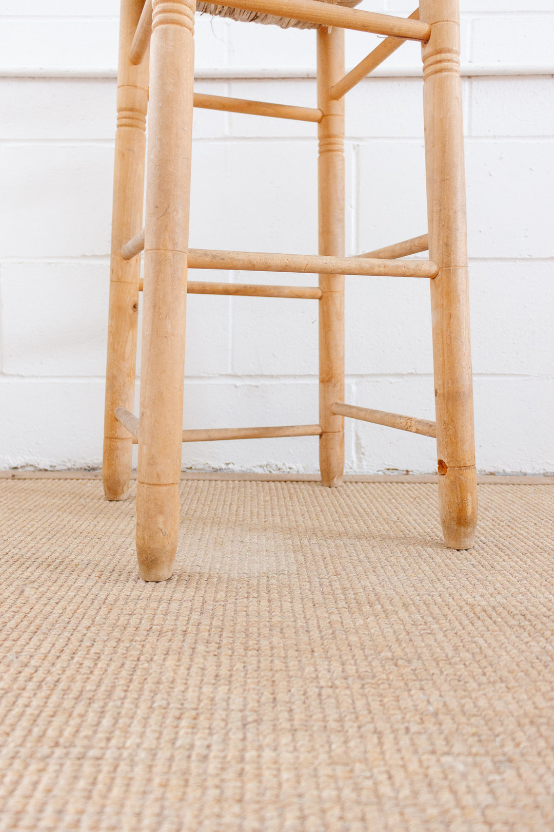 1960s French maple and rush stool