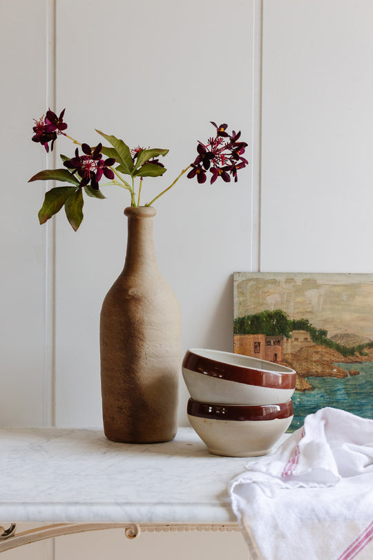 antique french stoneware "shadow" bottle