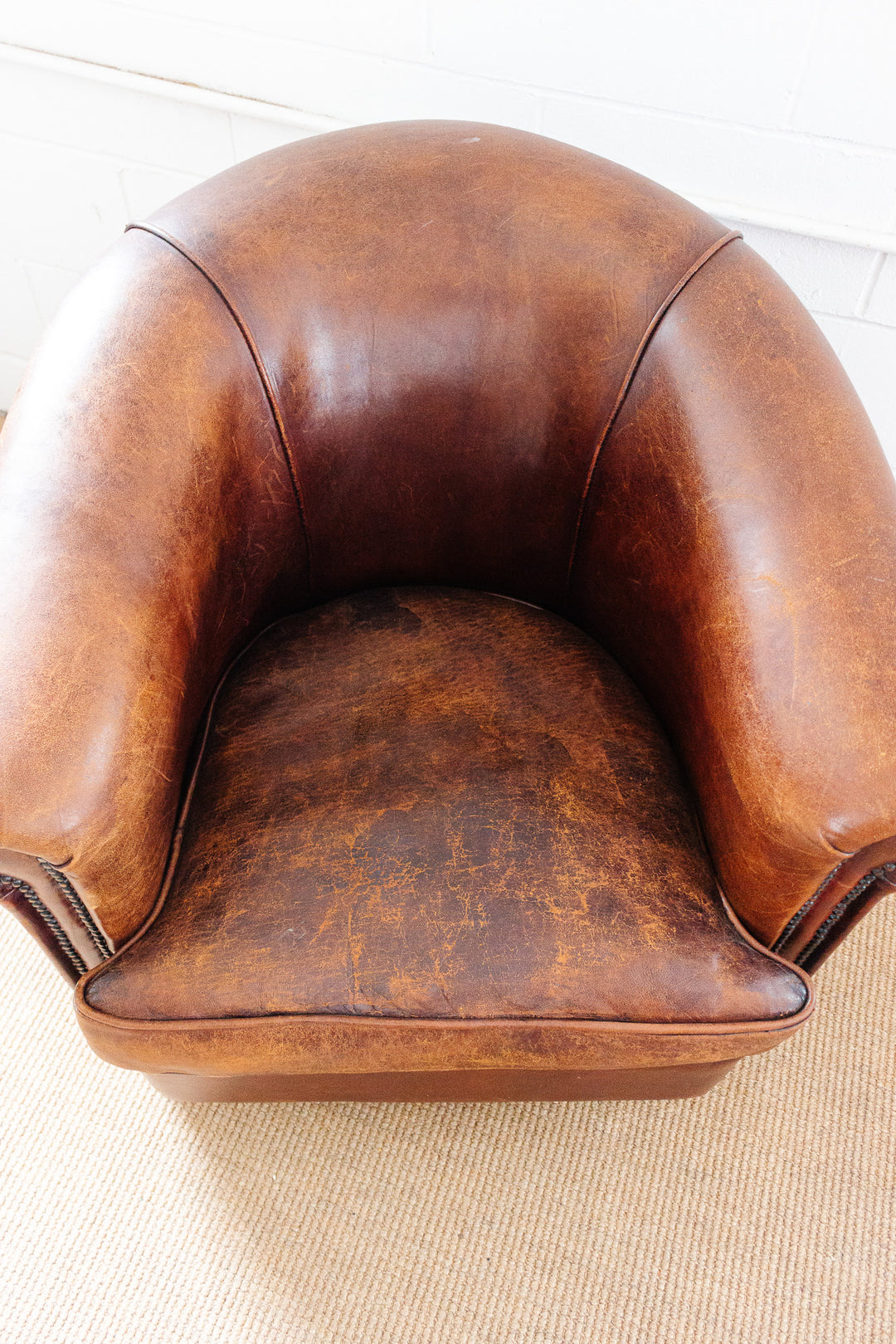 1980s Dutch sheepskin leather club chair