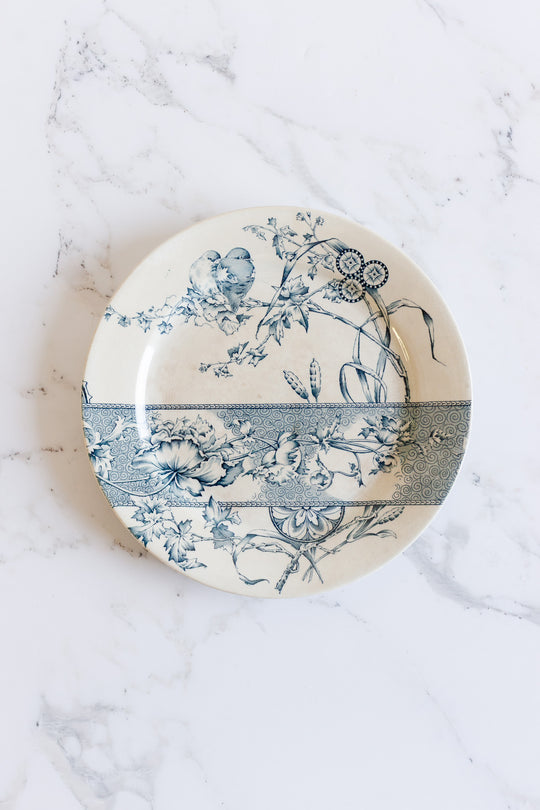 antique blue and white transferware plate