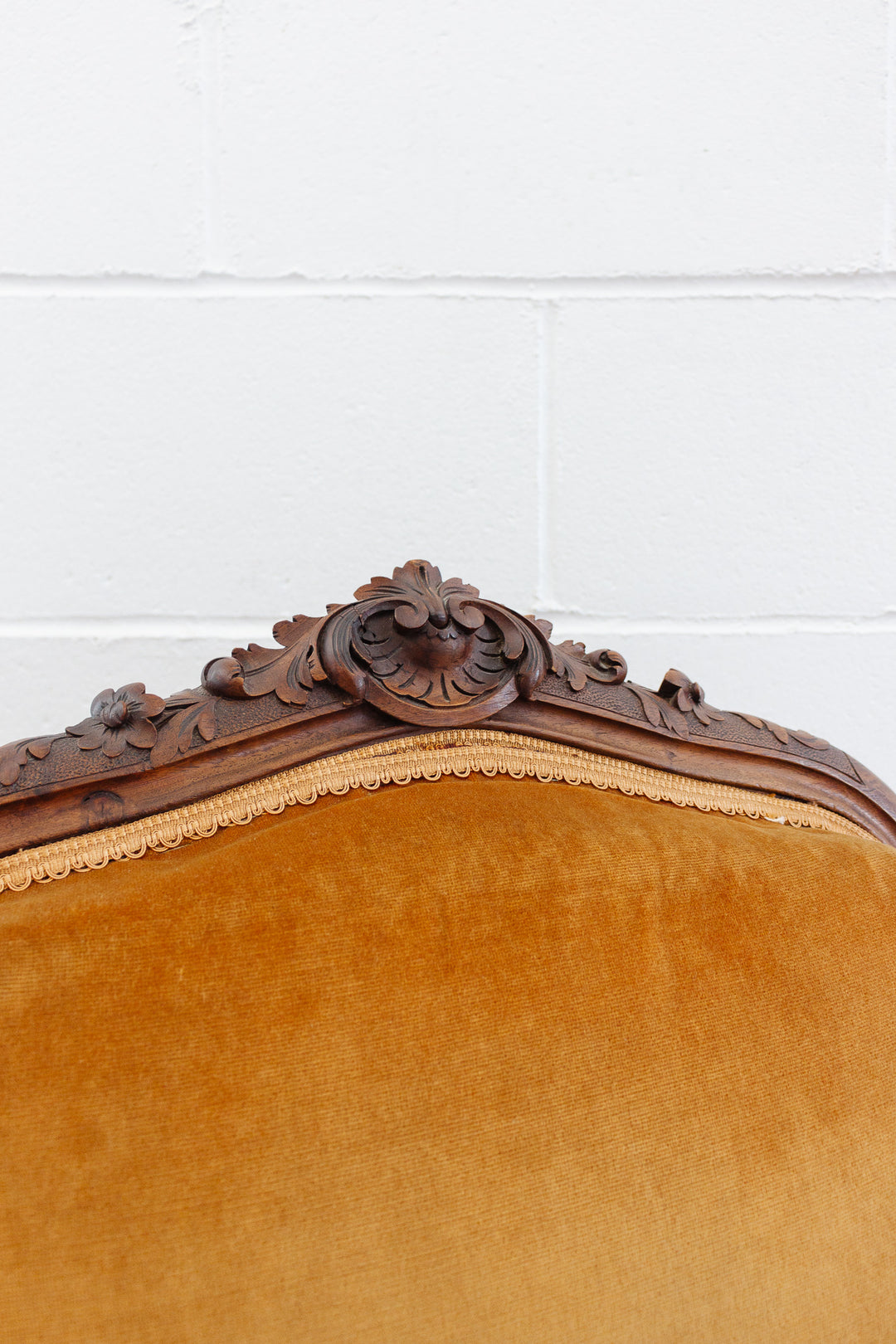 19th century Louis XV carved walnut and velvet armchair