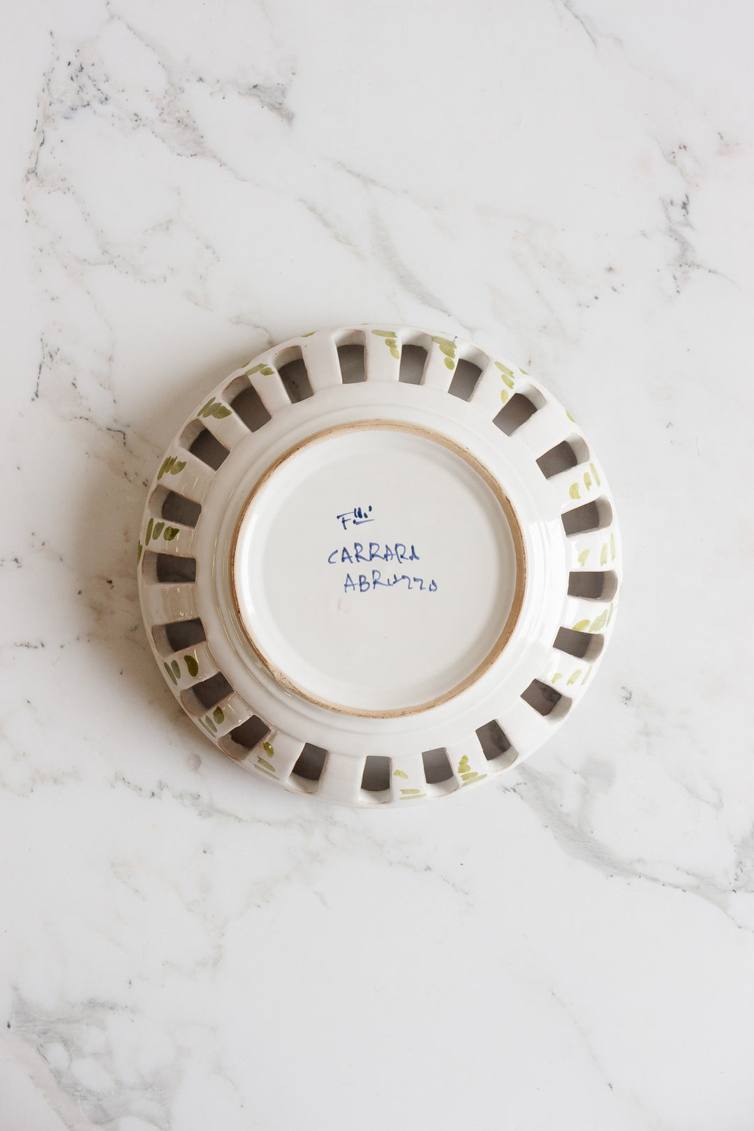 vintage italian carrara hand painted reticulated bowl