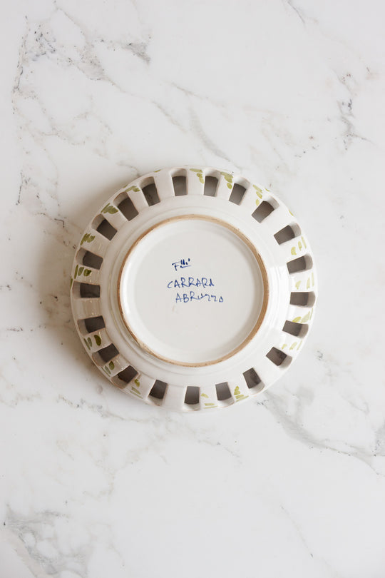 vintage italian carrara hand painted reticulated bowl