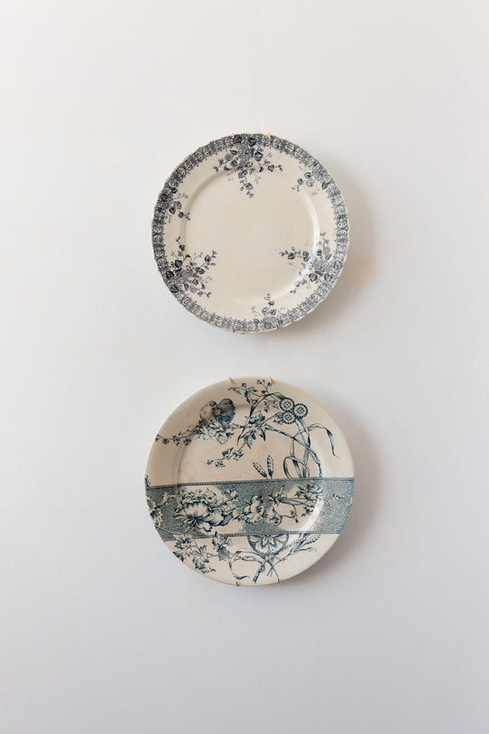 antique blue and white transferware plate