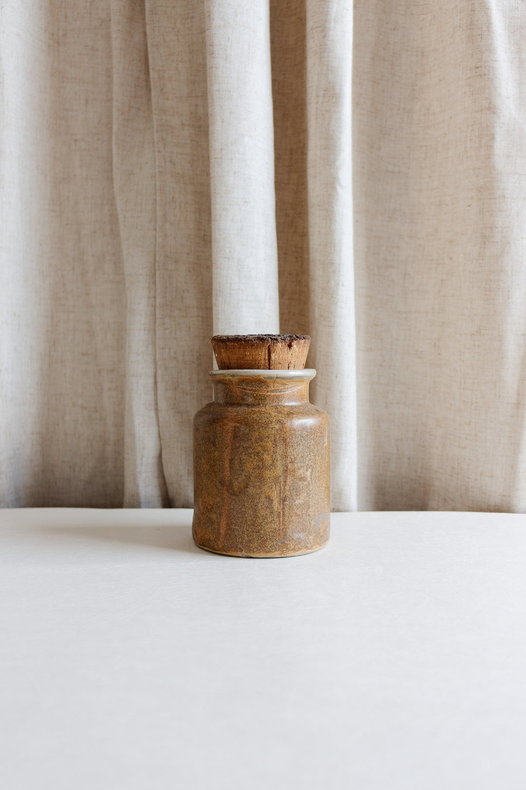 vintage french stoneware mustard jar with cork top