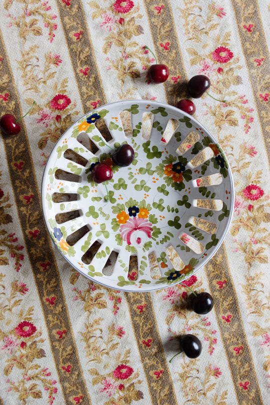 vintage italian carrara hand painted reticulated bowl