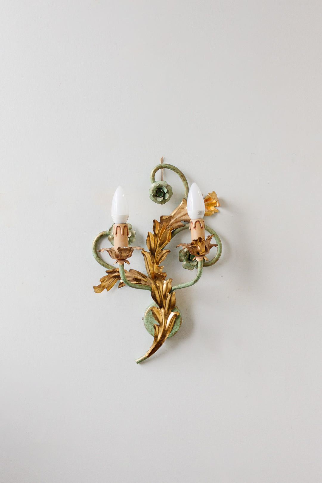 pair of vintage Italian tole sconces