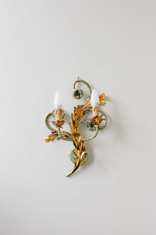 pair of vintage Italian tole sconces