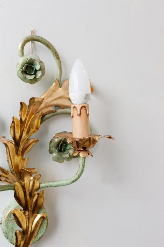 pair of vintage Italian tole sconces