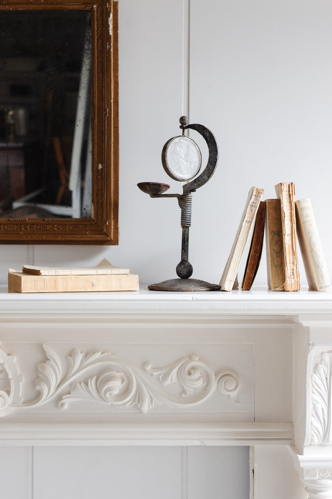 antique english shaving glass stand