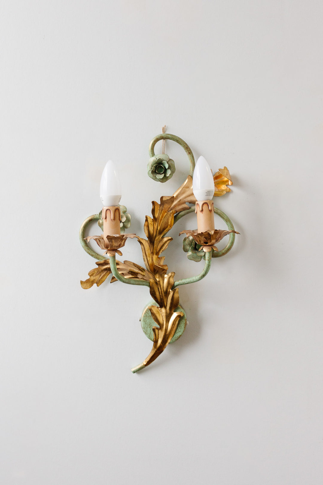 pair of vintage Italian tole sconces