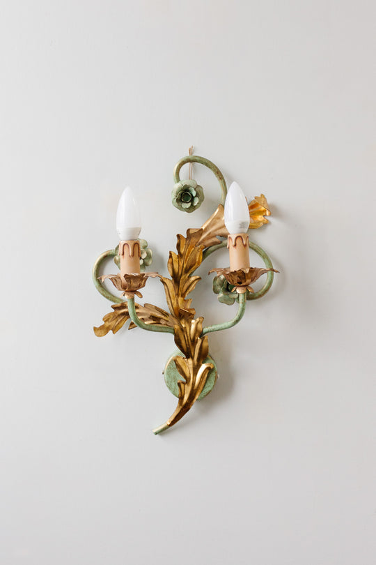 pair of vintage Italian tole sconces