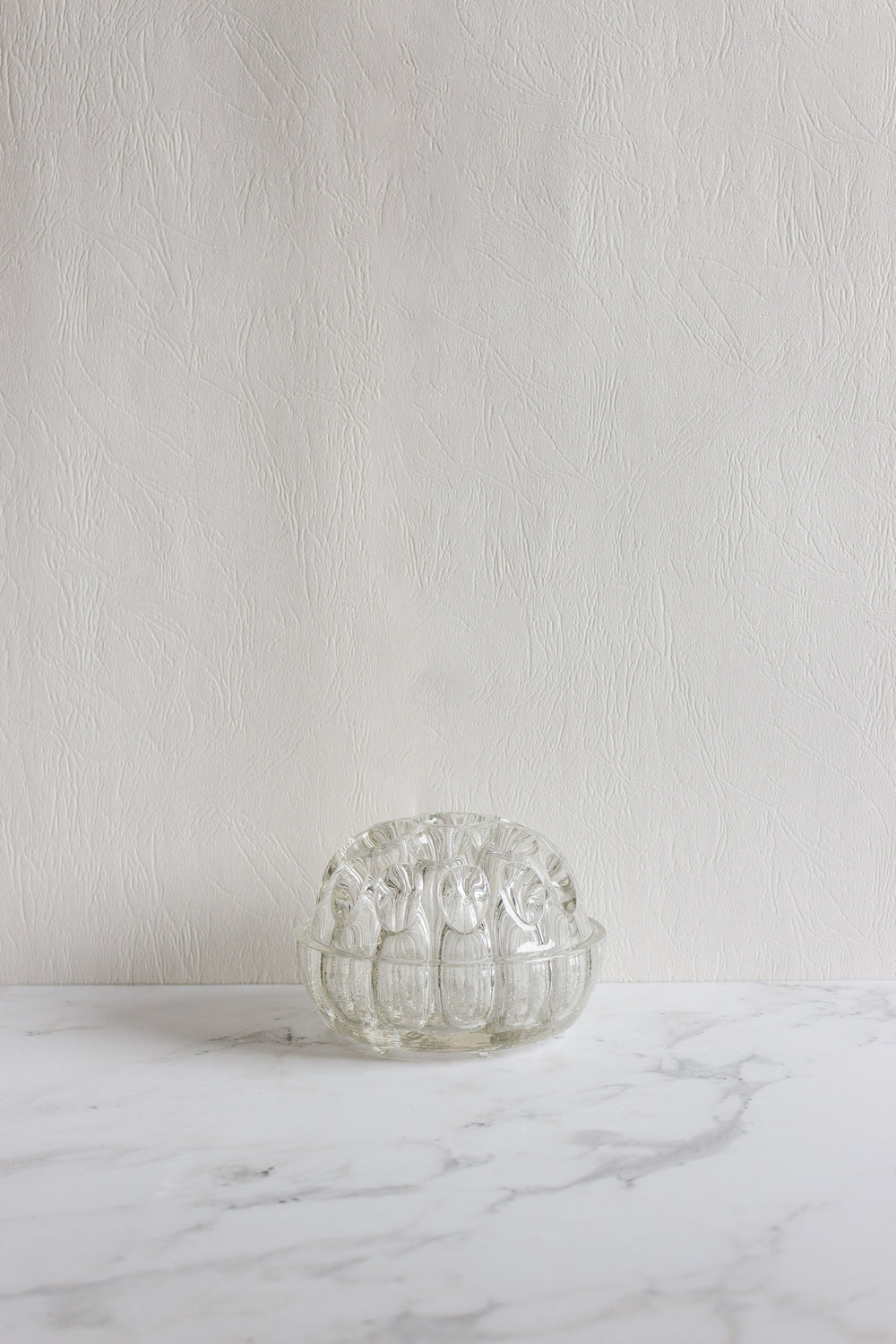 vintage french thick glass floral frog