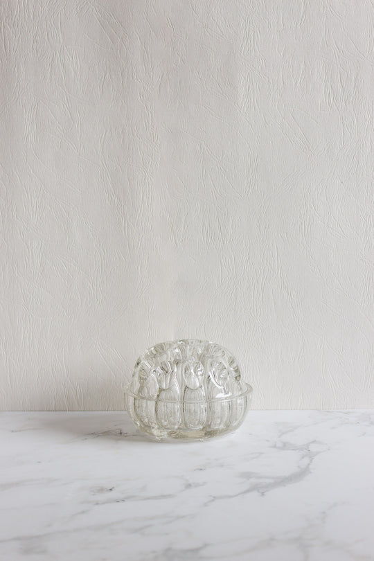 vintage french thick glass floral frog