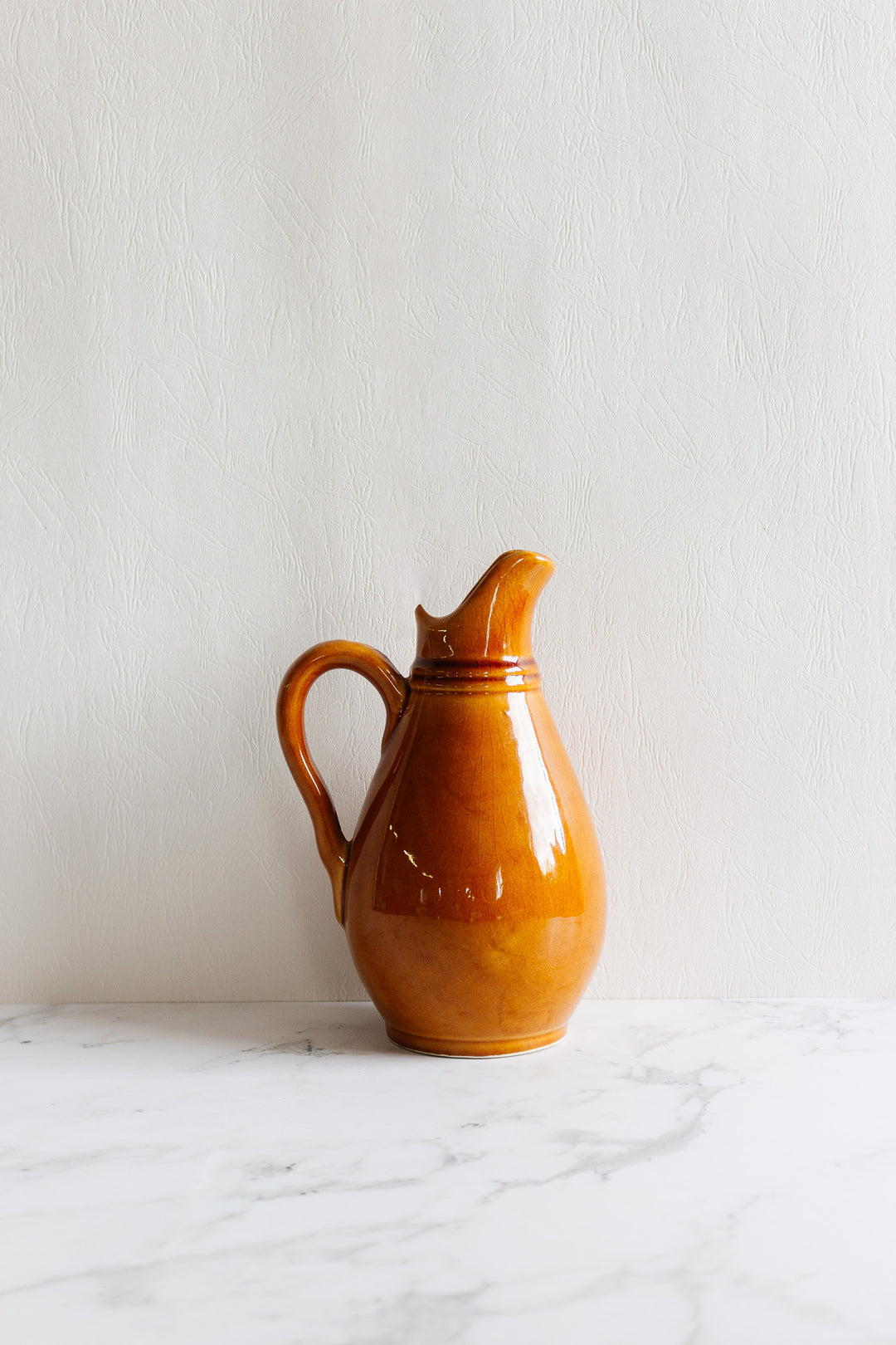 vintage french stoneware pitcher with flared spout