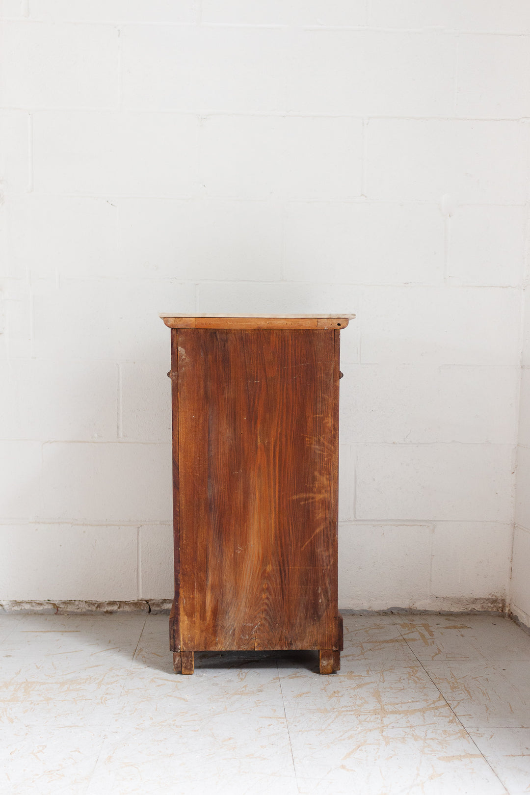 19th century French burl walnut and marble top night stand