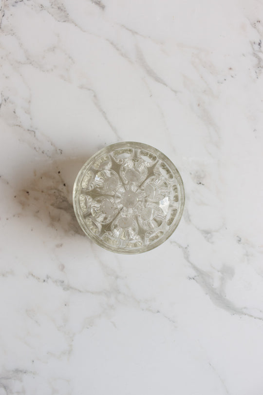 vintage french thick glass floral frog