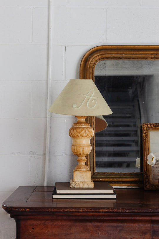 vintage Pierre Frey monogrammed "A" lampshade