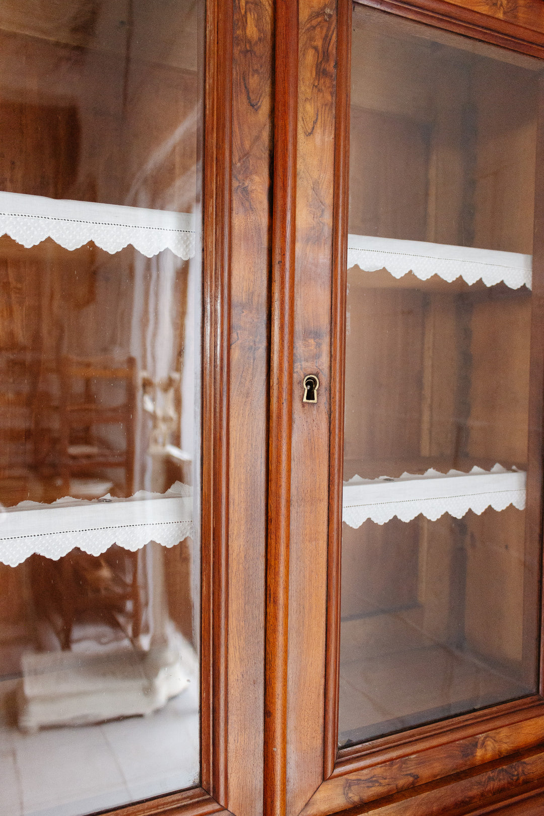 19th century French burl walnut secretary cabinet