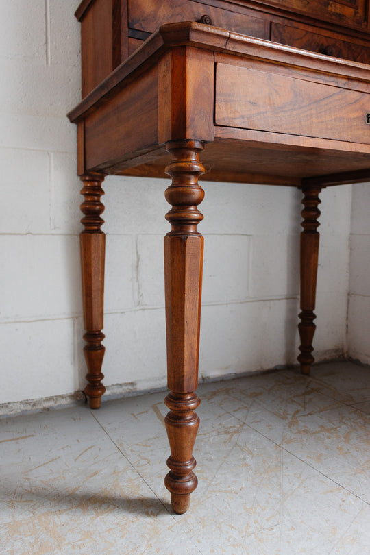 19th century French burl walnut secretary cabinet