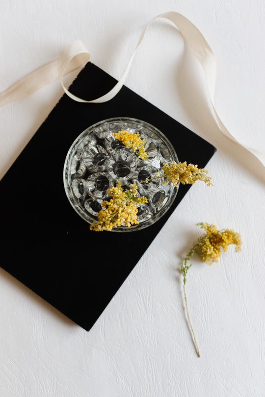 vintage french thick glass floral frog