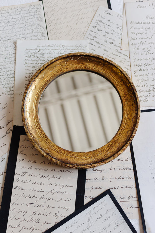vintage italian gilt florentine round mirror