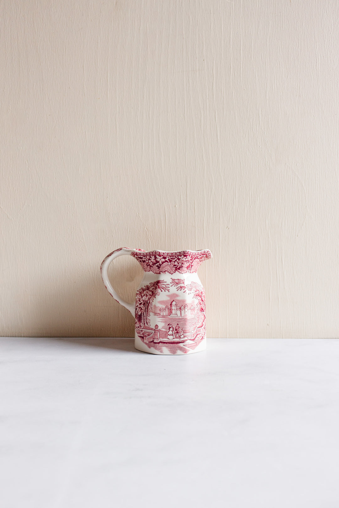 antique English Mason ironstone “Vista Pink” dinnerware collection