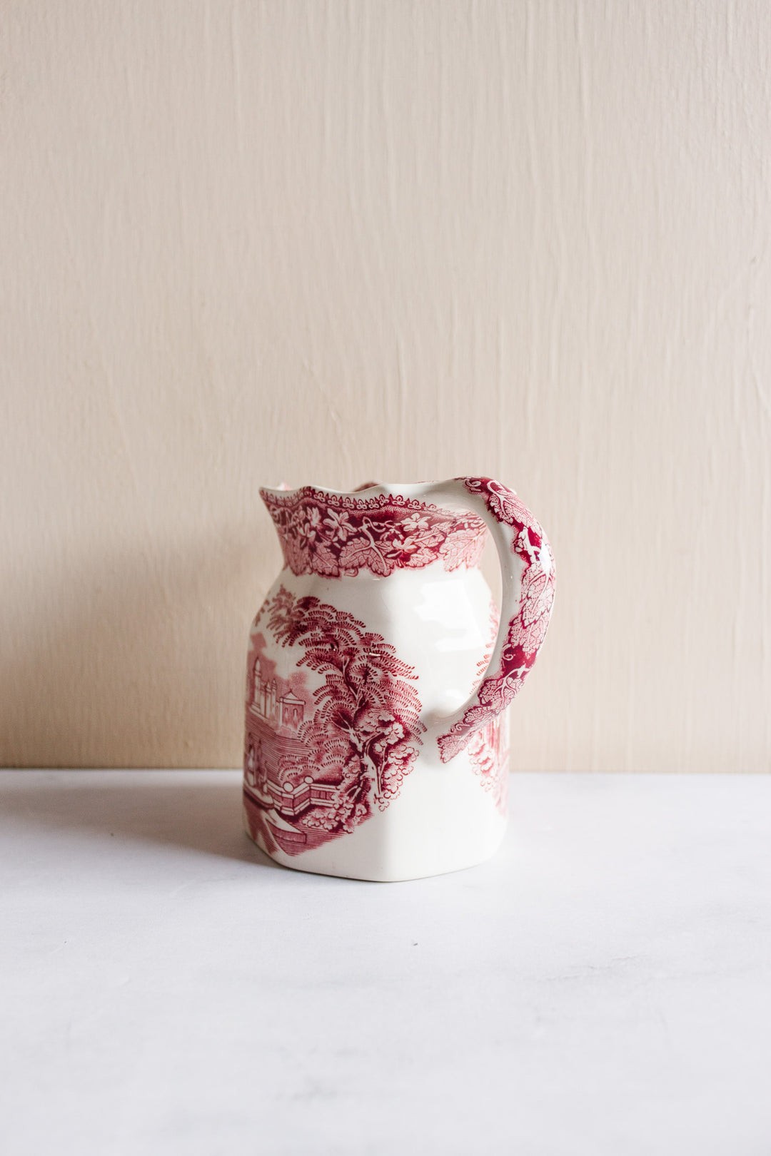 antique English Mason ironstone “Vista Pink” dinnerware collection