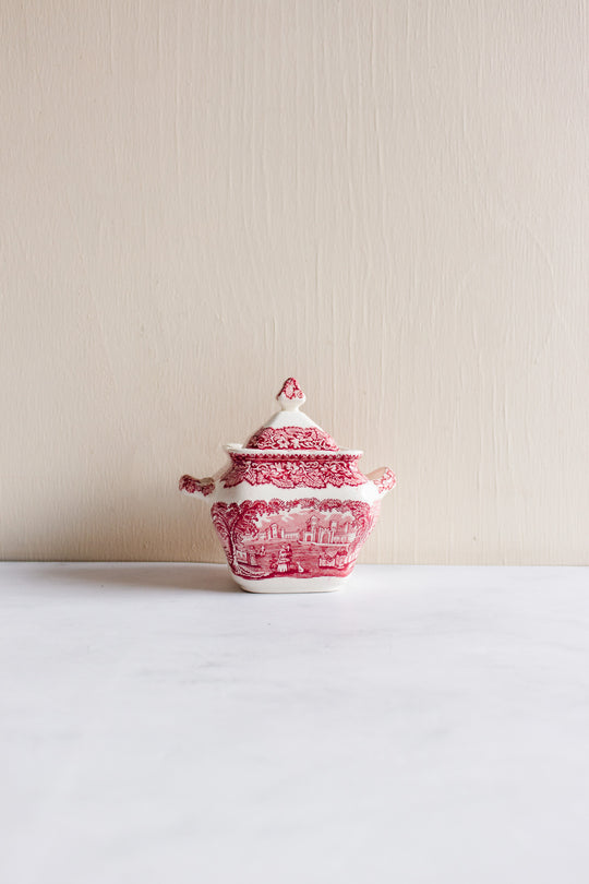 antique English Mason ironstone “Vista Pink” dinnerware collection