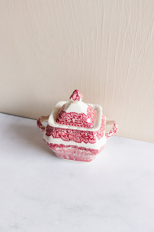 antique English Mason ironstone “Vista Pink” dinnerware collection