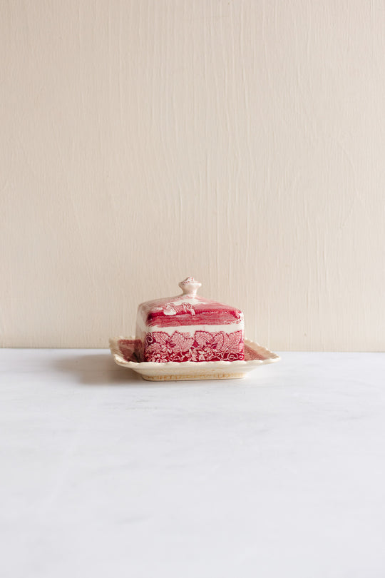 antique English Mason ironstone “Vista Pink” dinnerware collection