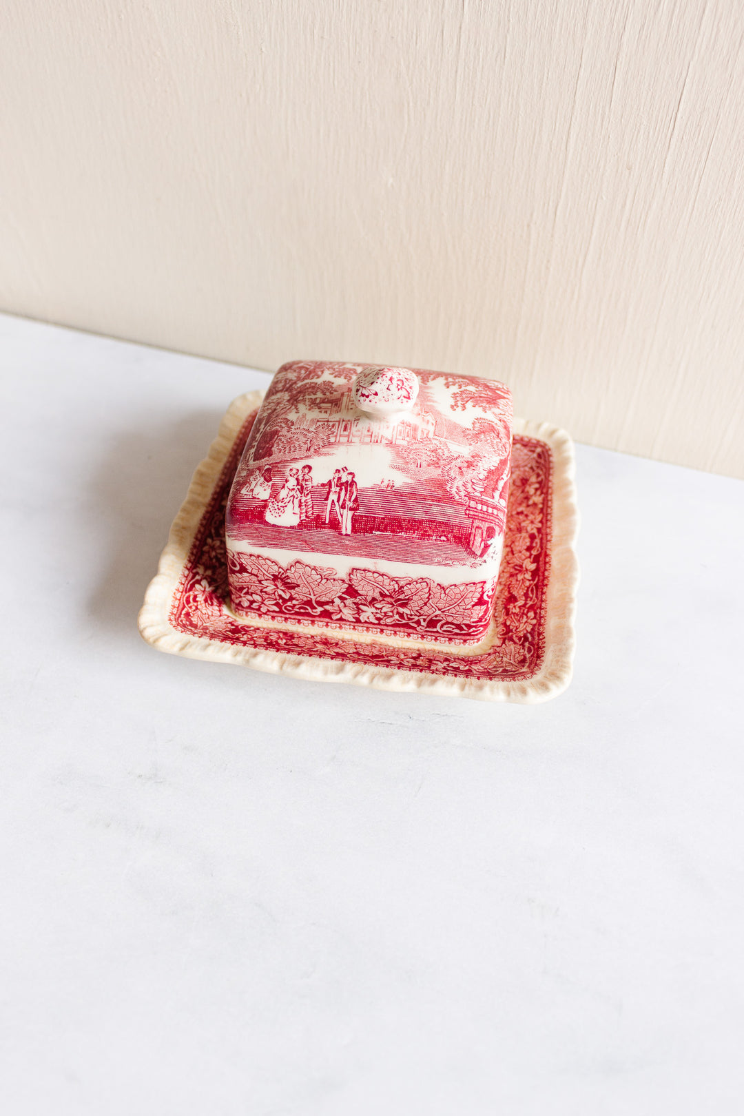 antique English Mason ironstone “Vista Pink” dinnerware collection