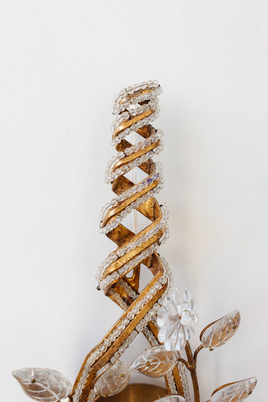 pair of original 1930s Maison Bagues Paris crystal wall sconces