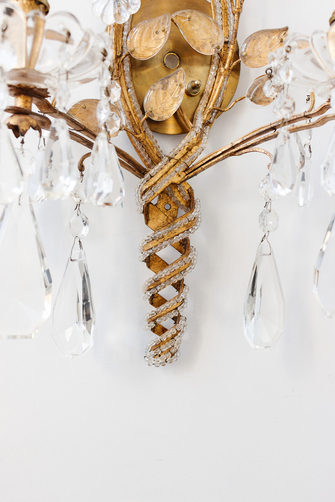 pair of original 1930s Maison Bagues Paris crystal wall sconces