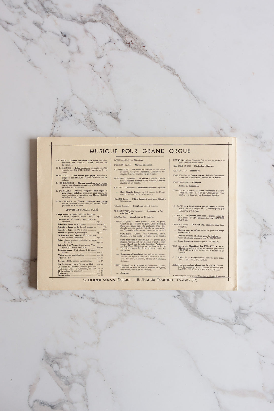 1930s french "oeuvres pour orgue" with red typography