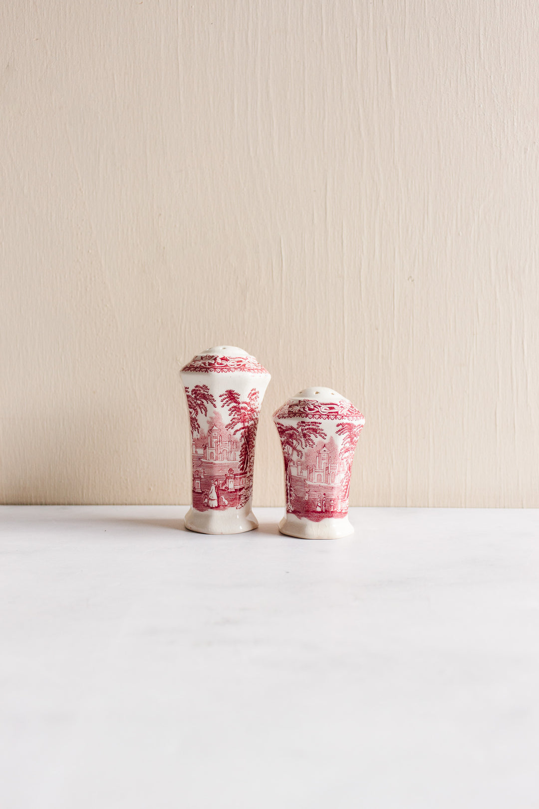 antique English Mason ironstone “Vista Pink” dinnerware collection